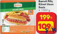 BANVİT PİLİÇ KÜVET UZUN SOSİS 1000 G fiyat ve kampanya bilgisi